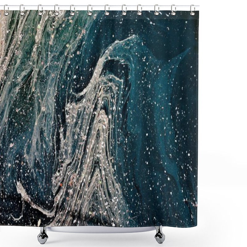 Personality  Abstract Swirls Of Ocean Water With Foam And Debris, Showcasing Vibrant Blues And Whites. Shower Curtains