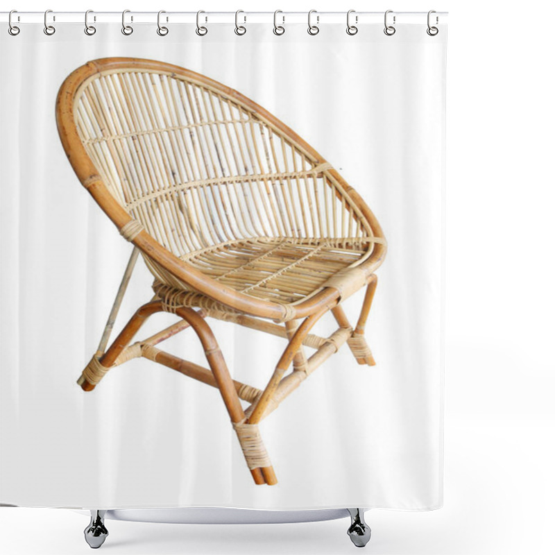 Personality  Wicker Chair Isolated On White Background. Details Of Modern Boho, Bohemian , Scandinavian And Minimal Style . Eco Design Interior Shower Curtains