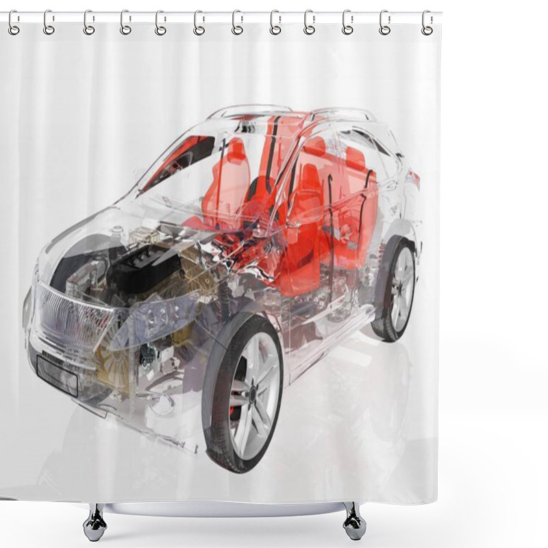 Personality  Model Cars On A White Background.3d Render Shower Curtains