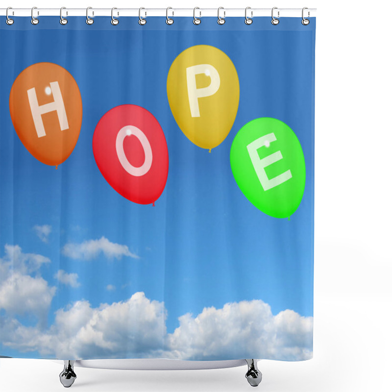 Personality  Four Hope Balloons Represent Wishes Dreams Goals And Hopes Shower Curtains