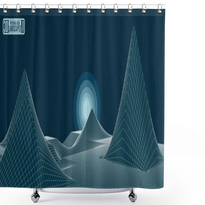 Personality  Polygonal Mountains Landscape With Moon At Night Shower Curtains