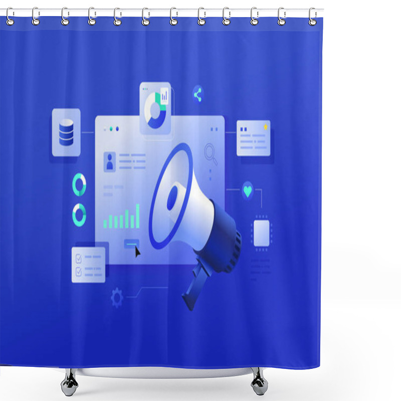 Personality  Digital Marketing Data Analytics Illustration Shower Curtains