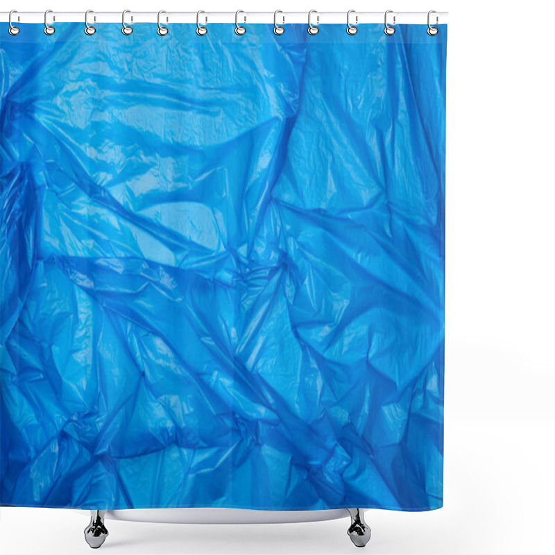 Personality  Top View Of Blue Crumpled Polyethylene Bag Shower Curtains