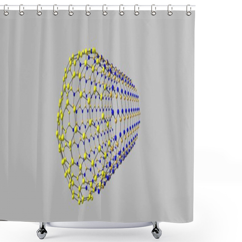 Personality  Hybrid Capped Nanotube Formed By Carbon And Boron Nitride Tubes. 3d Illustration Shower Curtains