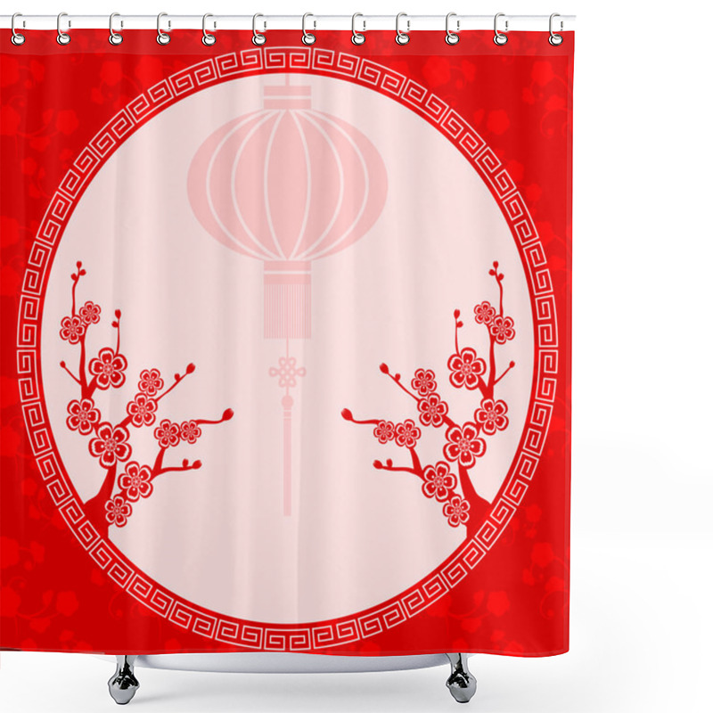 Personality  Oriental Chinese Lantern Illustration Shower Curtains