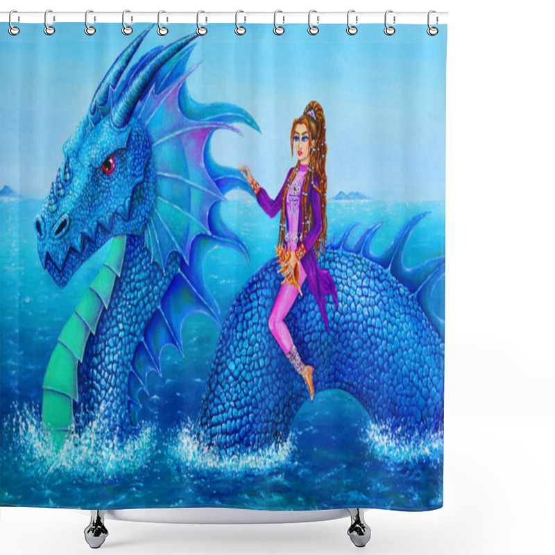 Personality  Water Dragon Patience Oil Painting Shower Curtains