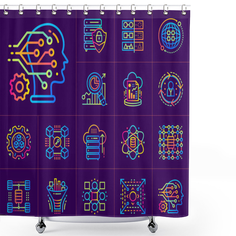 Personality  Linear Icon Set Of Data Science Technology And Machine Learning  Shower Curtains