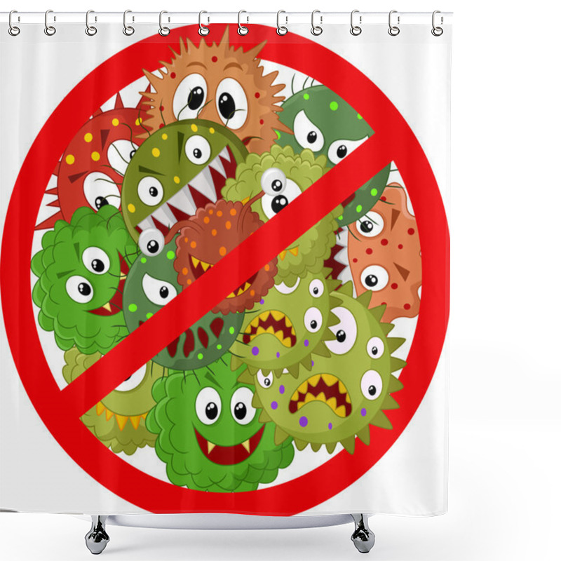 Personality  Cartoon Stop Virus Shower Curtains