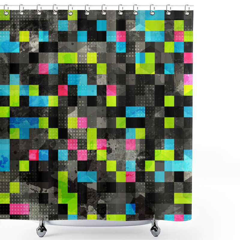 Personality  Abstract Grunge Pixel Seamless Shower Curtains