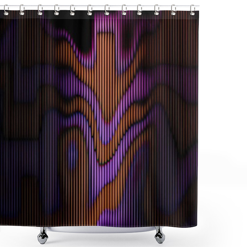 Personality  Abstract Vertical Lines With Vibrant Purple And Orange Waves Shower Curtains