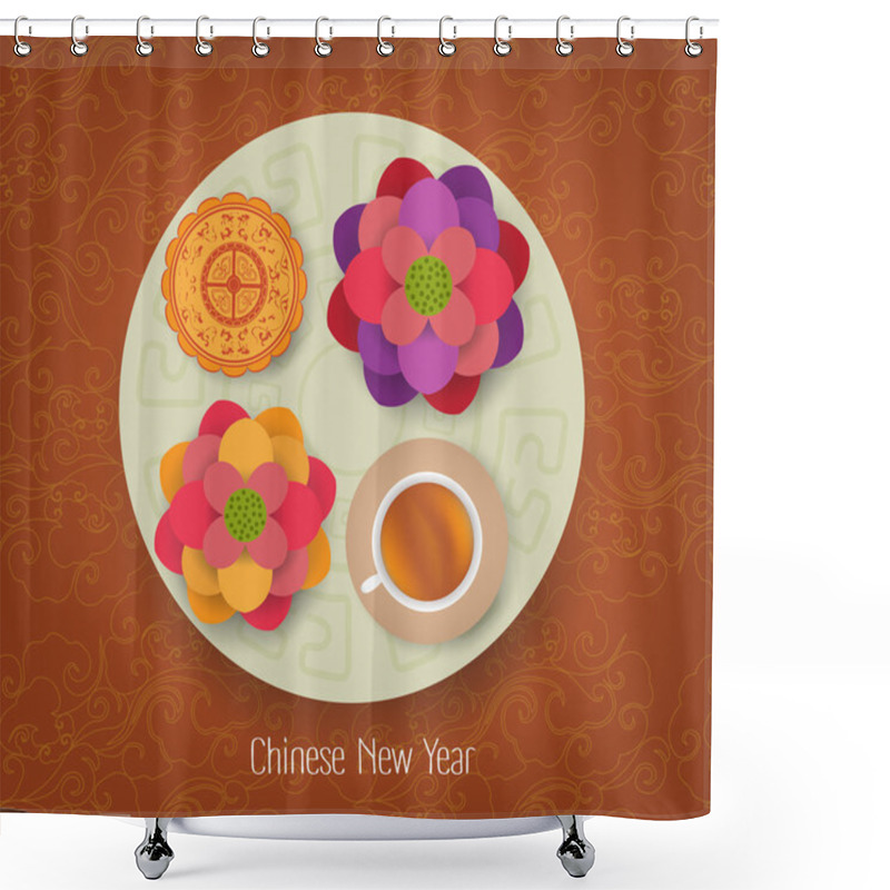 Personality  Chinese New Year Card Shower Curtains