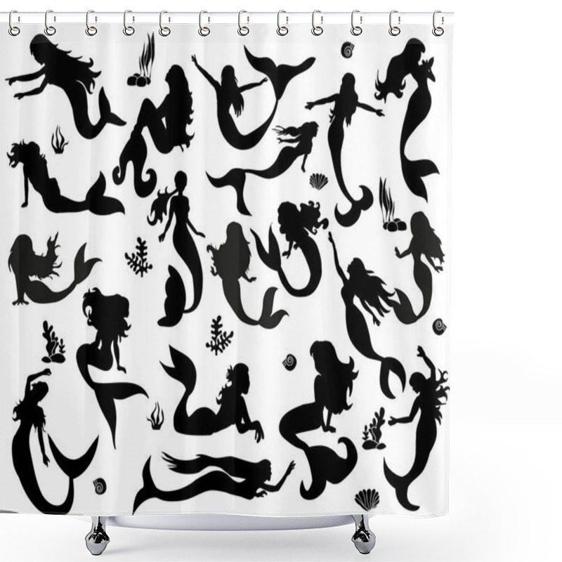 Personality  Silhouette Of A Mermaid In The Sea, Set Shower Curtains