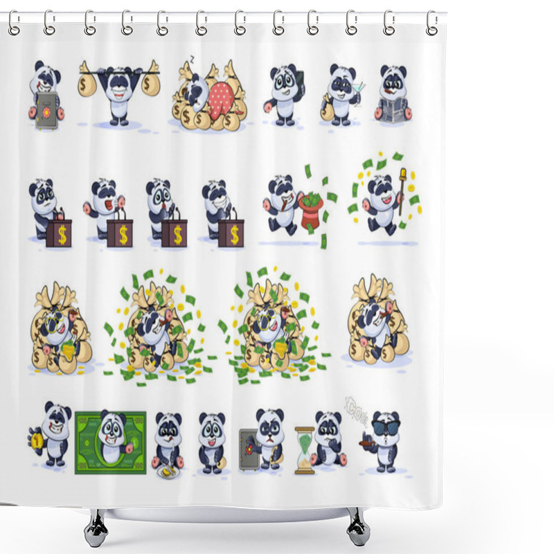 Personality  Set Kit Collection Panda Bear Sticker Emoticon Shower Curtains