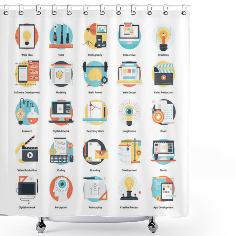 Personality  Web Design And Development Vector Icons Set Shower Curtains