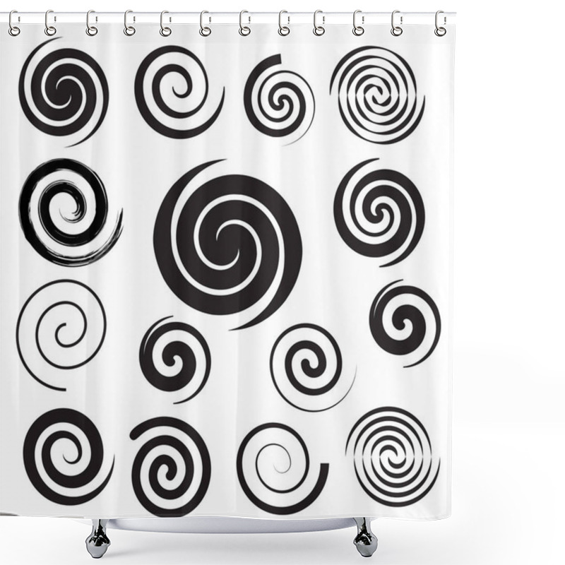 Personality  Spiral Collection. Set Of Simple Spirals. Set Of Black Elements For Design Shower Curtains