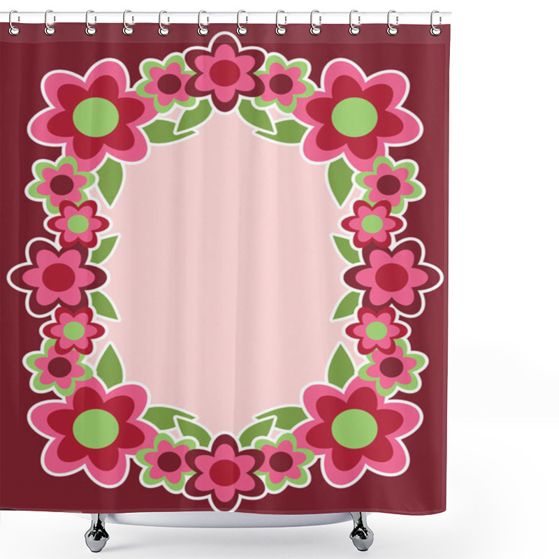 Personality  Retro Flower Frame In Pink Shower Curtains