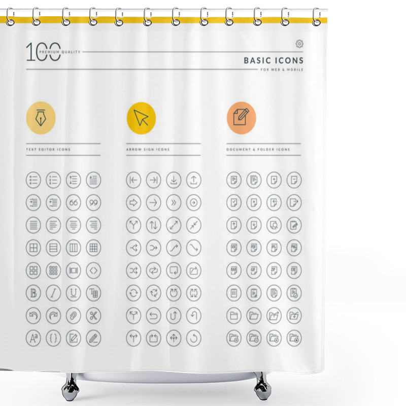 Personality  Set Of Basic Icons For Web And Mobile Shower Curtains