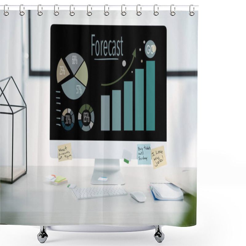 Personality  Computer Monitor With Business Concept  Shower Curtains