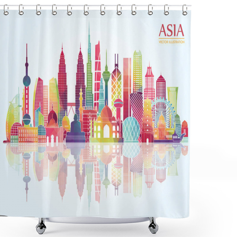 Personality  Asia Skyline Detailed Silhouette. Shower Curtains