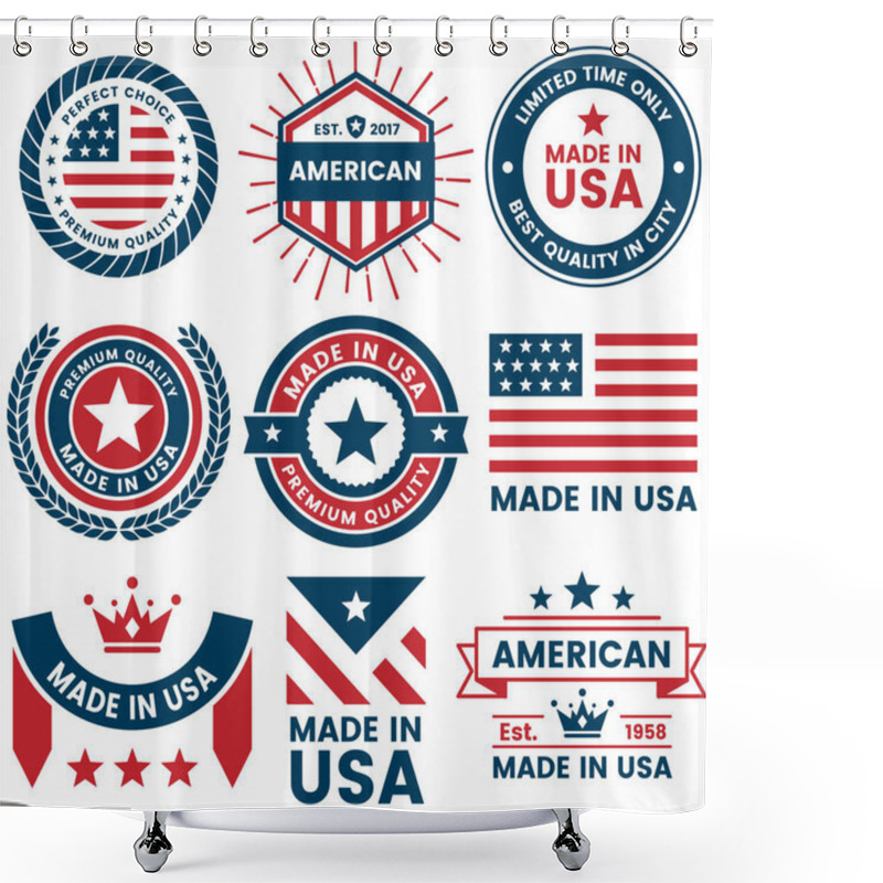 Personality  America Vector Label For Banner, Poster, Flyer Shower Curtains