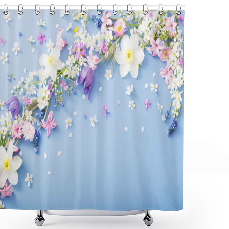 Personality  Spring Flowers On Paper Background Shower Curtains