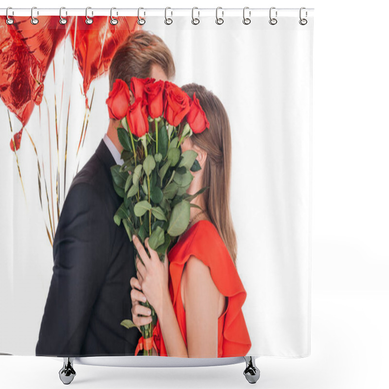 Personality  Couple With Roses And Balloons Shower Curtains