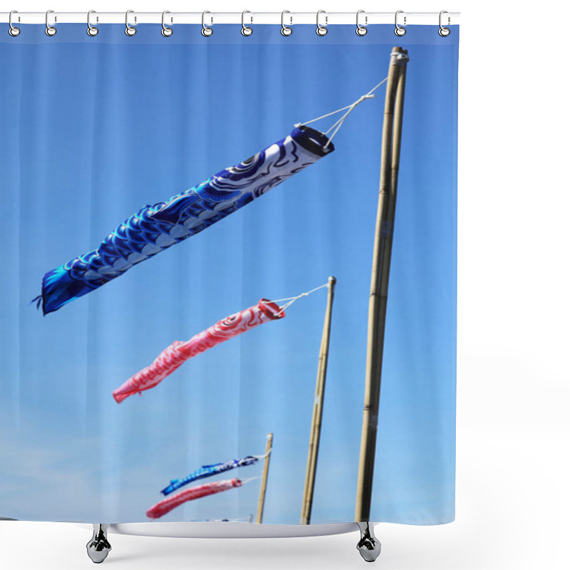 Personality  Flags Waving On Japanese Festival Shower Curtains