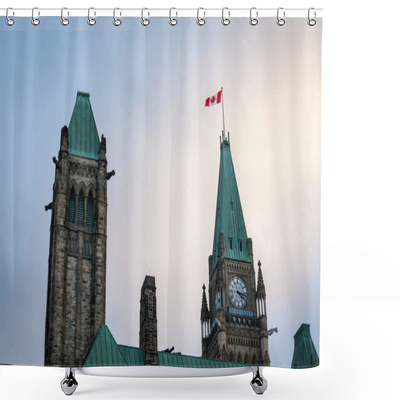 Personality  Main Tower Of The Center Block Of The Parliament Of Canada, In The Canadian Parliamentary Complex Of Ottawa, Ontario. It Is A Major Landmark,  Containing The Senate And The House Of Commons Shower Curtains