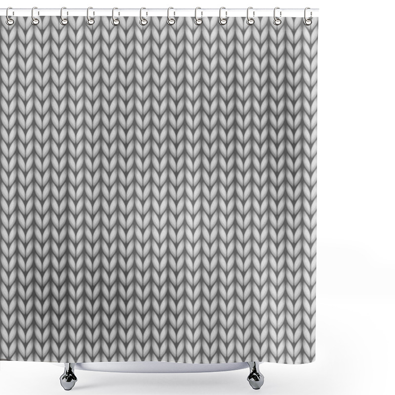 Personality  Knitting Realistic Texture Seamless Pattern. White And Gray Realistic Knit Texture Seamless Pattern. Knitted Background. Vector Seamless Background Shower Curtains