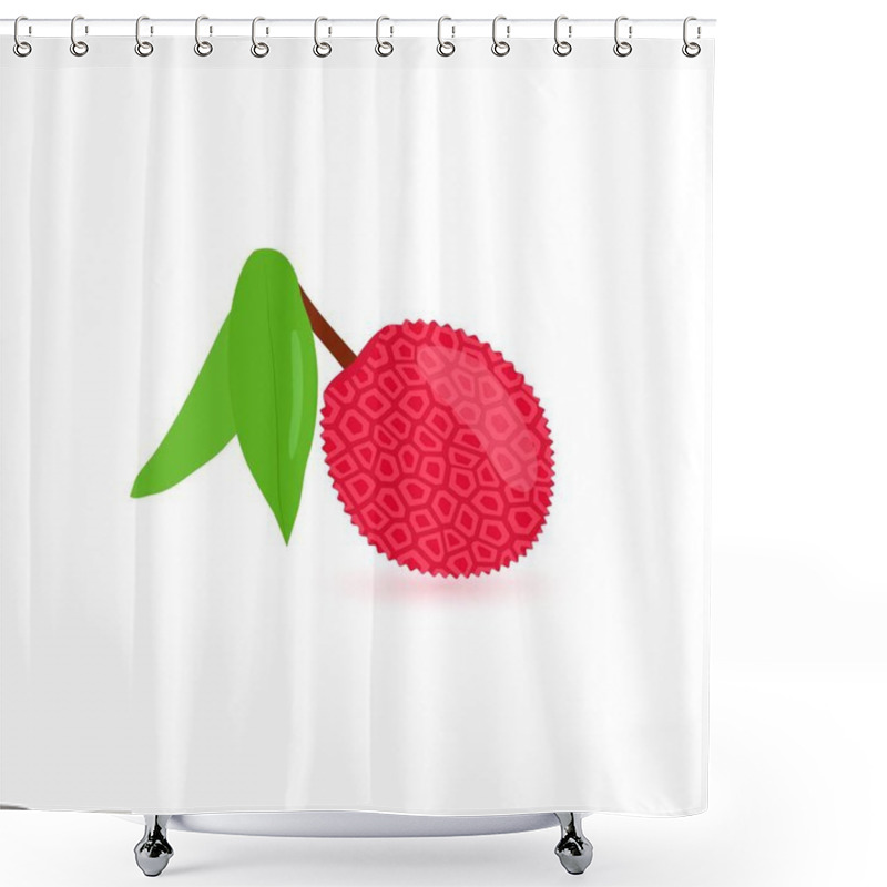 Personality  Tropical Exotic Lychee With Leaves. Vector Illustration. Flat Style. Isolated Icon For Print, Sticker, Template For Advertising. Abstract Fruit , Vegetarian Menu, Juice. Shower Curtains