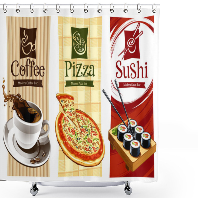 Personality  Template Designs Of Food Banners Shower Curtains