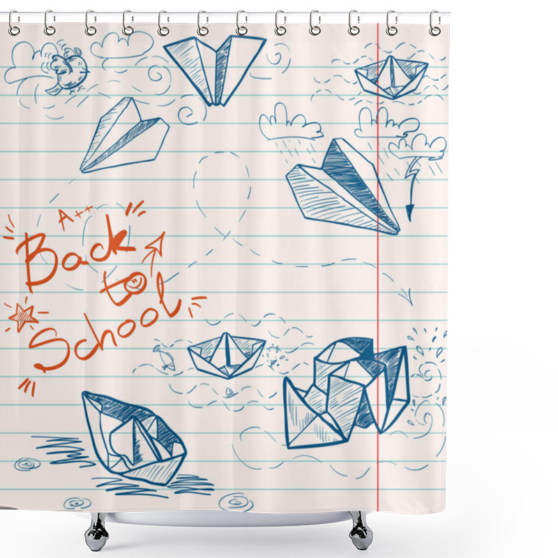 Personality  Hand Drawn Back To School Sketch Shower Curtains