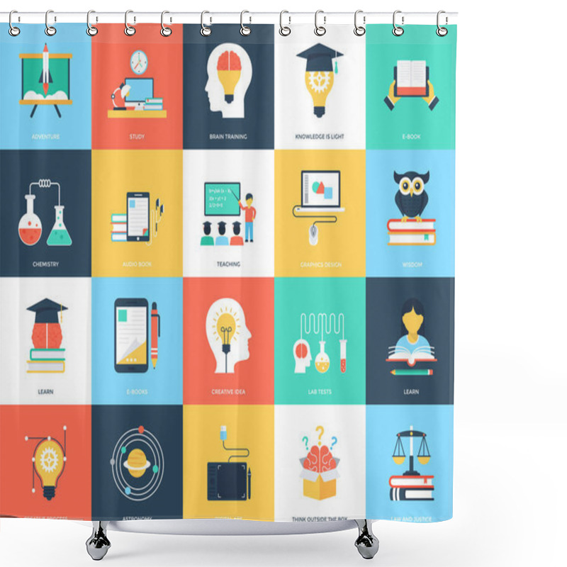 Personality  Education Flat Icons Pack Shower Curtains