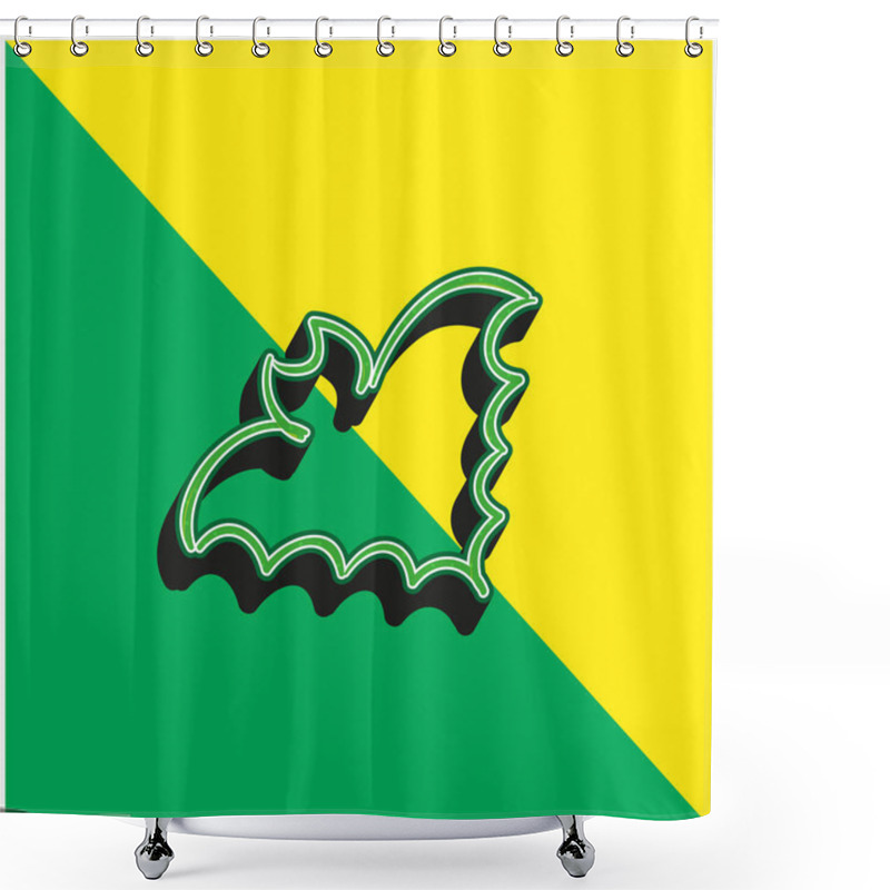 Personality  Bat Outline Green And Yellow Modern 3d Vector Icon Logo Shower Curtains