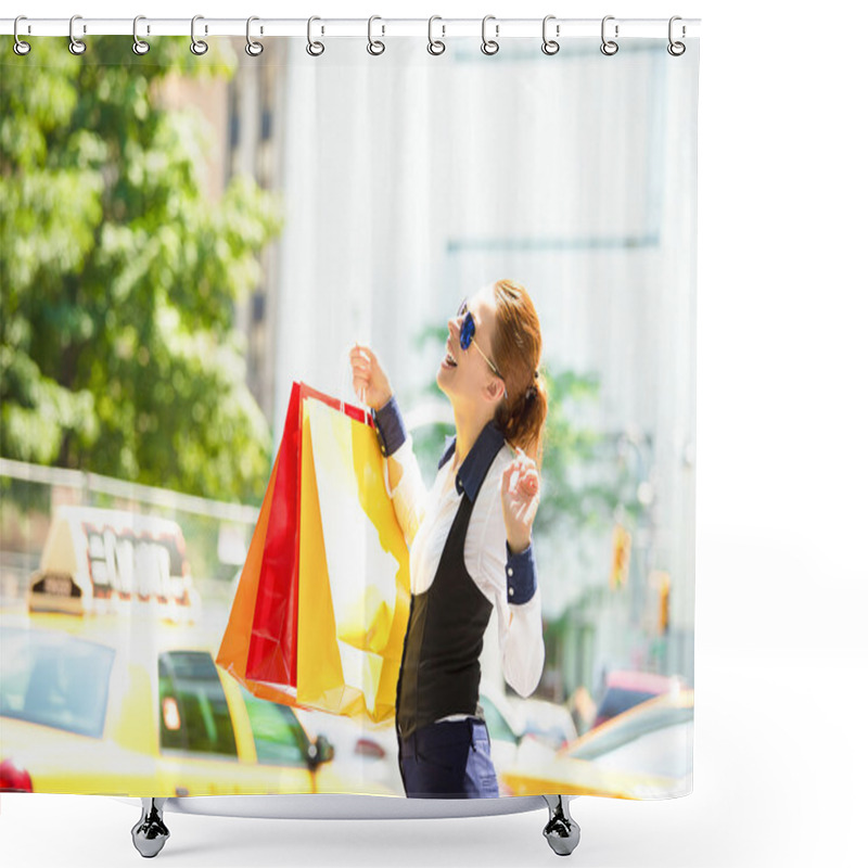 Personality  Shopping Woman In Manhattan NYC Shower Curtains