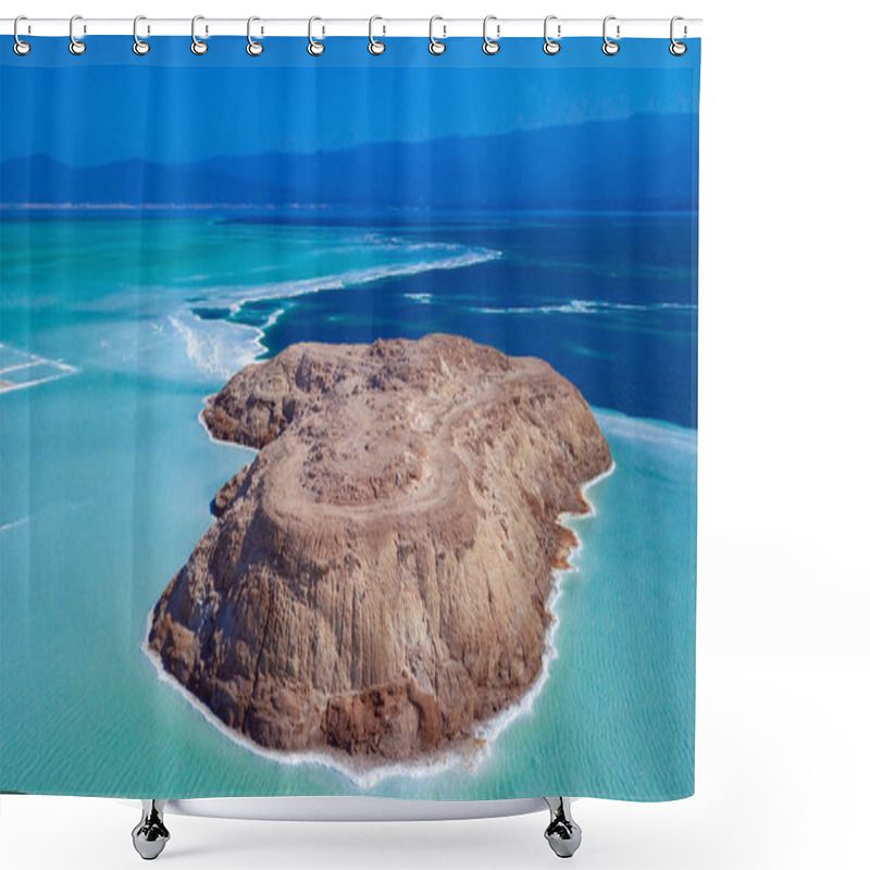 Personality  Aerial View To The Blue Salty Lake, Djibouti Shower Curtains