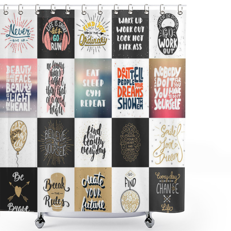 Personality  Set Of 20 Vector Motivational And Inspirational Lettering Posters, Greeting Cards, Decoration, Prints, T-shirt Design. Hand Drawn Typography. Handwritten Lettering. Modern Ink Brush Calligraphy.  Shower Curtains