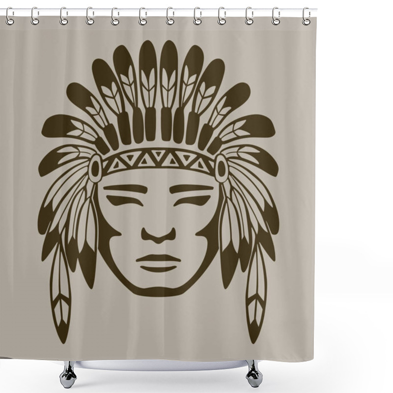 Personality  Native American Warrior, Hand Drawn Vector Shower Curtains