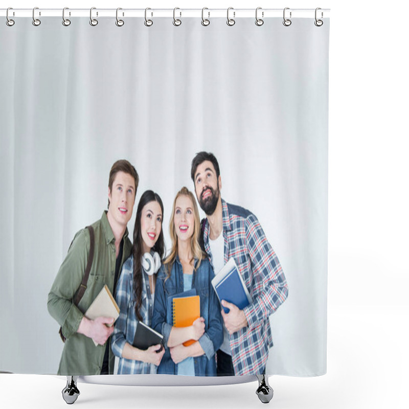 Personality  Four Students With Books Shower Curtains