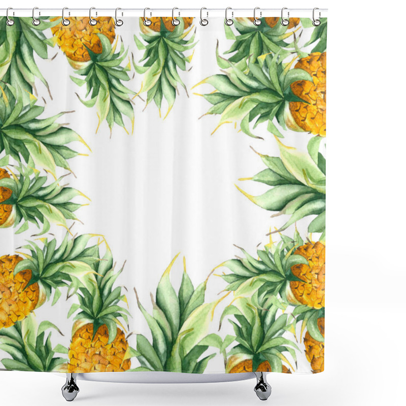 Personality  Frame Of Pineapples With Leaves Shower Curtains