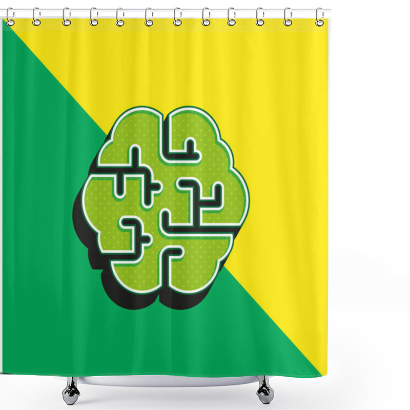 Personality  Brain Green And Yellow Modern 3d Vector Icon Logo Shower Curtains