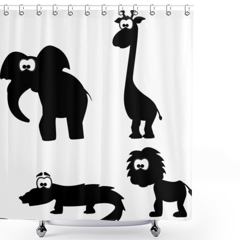 Personality  Cartoon Silhouettes Of Animals Shower Curtains