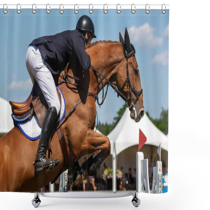 Personality  Horse Jumping, Equestrian Sports, Show Jumping Themed Photo. Shower Curtains