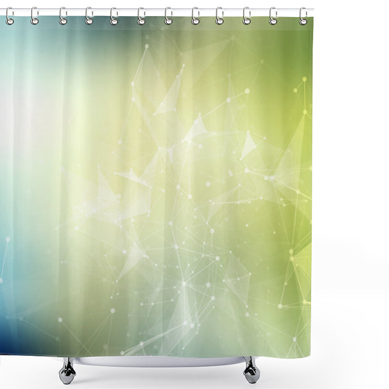 Personality  Abstract Geometric Background. Wireframe Mesh Polygonal Background. Abstract Form With Connected Lines And Dots. Abstract Polygonal Low Poly Dark Background With Connecting Dots And Lines.  Shower Curtains