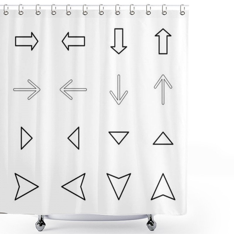 Personality  Black Arrows In Different Directions Isolated On White Shower Curtains