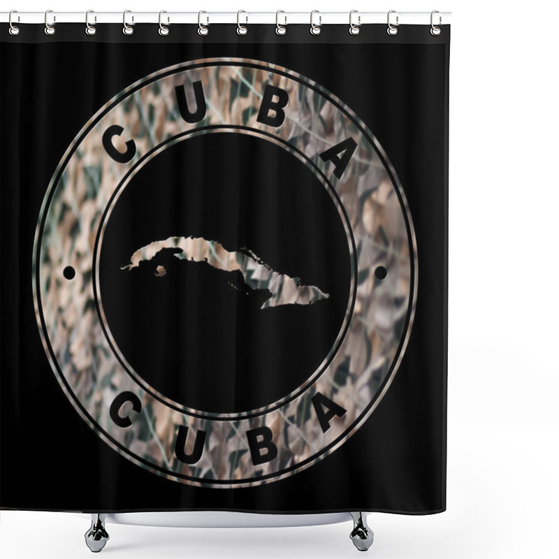 Personality  Map Of Cuba, Military Stamp, Round Design Shower Curtains