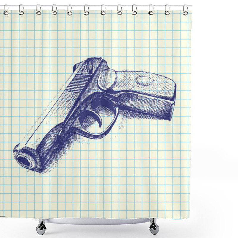 Personality  Hand Drawn Gun, Vector Shower Curtains