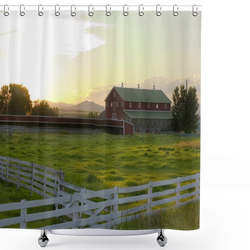 Personality  Countryside - Fence Surrounding A Ranch Shower Curtains