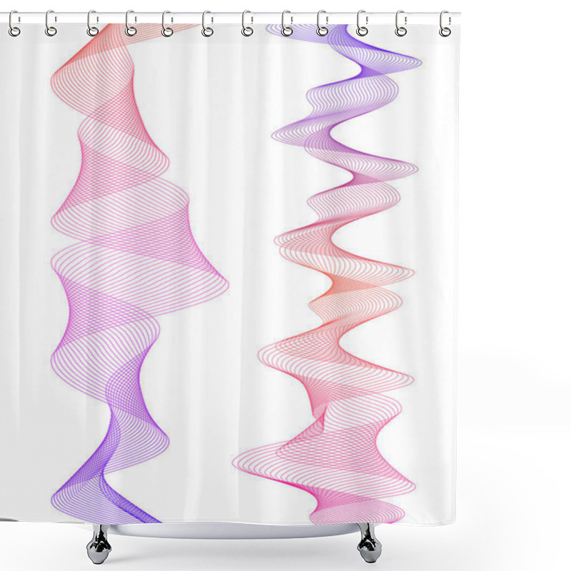 Personality  Design Elements. Wave Of Many Lines. Abstract Vertical Wavy Stripes On White Background Isolated. Creative Line Art. Vector Illustration EPS 10. Colourful Waves With Lines Created Using Blend Tool Shower Curtains