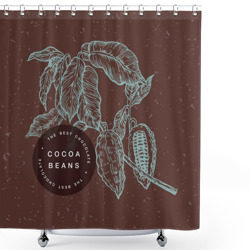 Personality  Cocoa Beans Illustration. Engraved Style Illustration. Chocolate Cocoa Beans. Vector Illustration Shower Curtains